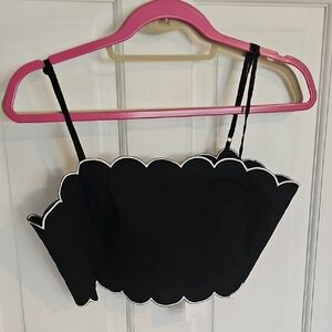 Wayf Black and White Scalloped Top